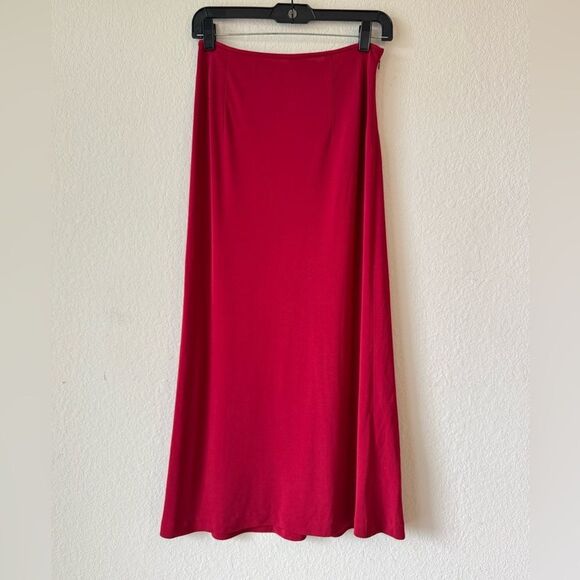 Cache Women’s Red Midi Skirt Size 6 Vintage Y2K Minimalist Rayon Blend - Picture 6 of 6